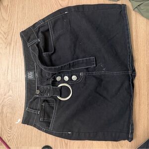 BDG Charcoal Denim Skirt with Accent Stitching